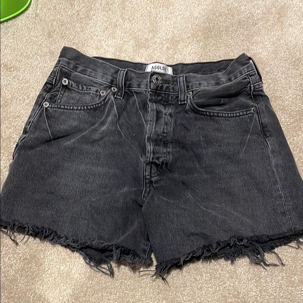 Agolde Parker Cutoff Shorts in Black
